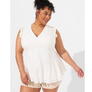 NWT Torrid Eyelet Ruffle Babydoll Top, Size 1